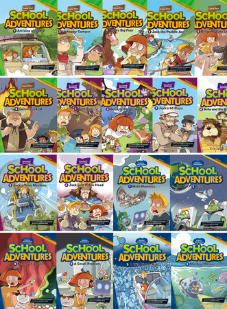 18 komiksów po angielsku dla dzieci School Adventures Level 1,2,3